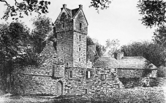 Mains Castle, an old stronghold with a tall tower, long held by the Graham of Fintry family and located in the scenic Caird Park to the north of Dundee at Mains of Fintry in Angus in northeast Scotland.