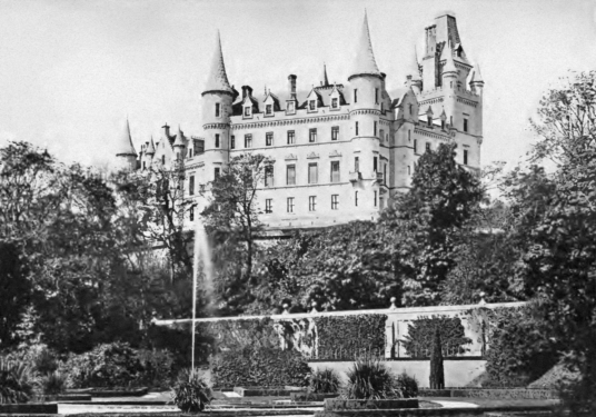 Dunrobin Castle, the maginficent, fairytale old stronghold of the Earls and Dukes of Sutherland in beautiful gardens and grounds, by the sea near Golspie in Sutherland in the north of Scotland.