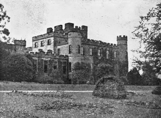 Stobo Castle, an impressive castellated mansion in fine gardens and grounds, held by the Murrays and then the Montgomerys and now a used as a hotel and spa, near Drumelzier and some miles from Peebles in the Borders in southern Scotland.