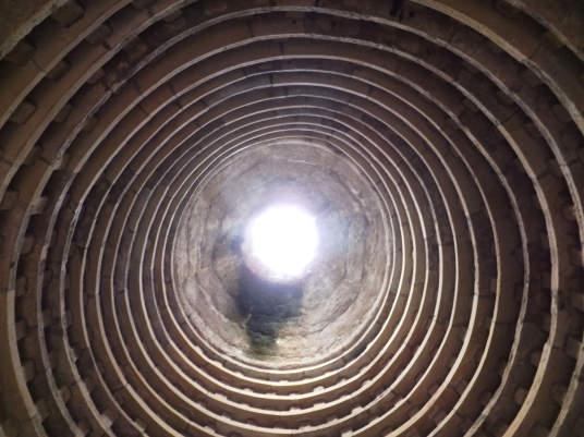 Inside of Doocot or dovecote, for keeping pigeons, of Dirleton Castle, a magnificent medical ruined castle, near North Berwick in East Lothian