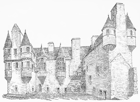 Reconstruction, Earl's Palace, near the Bishop's Palace, a fabulous complex of two ruinous palaces by St Magnus Cathedral in Kirkwall, the capital of Orkney.