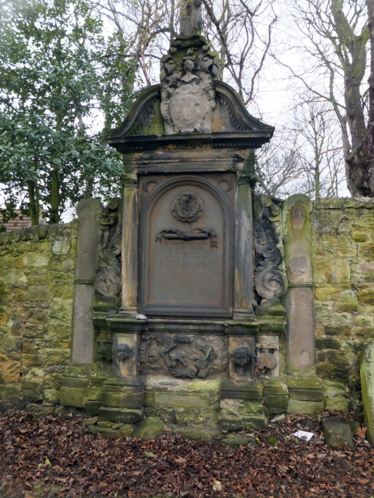 Memorial to the Vallance family, Tranent Parish Church, near Tranent Tower is a ruinous old tower house of the Seton family and then the Valance family, not far from the atmospheric parish church in a fine wooded setting with many old carved tombstones an
