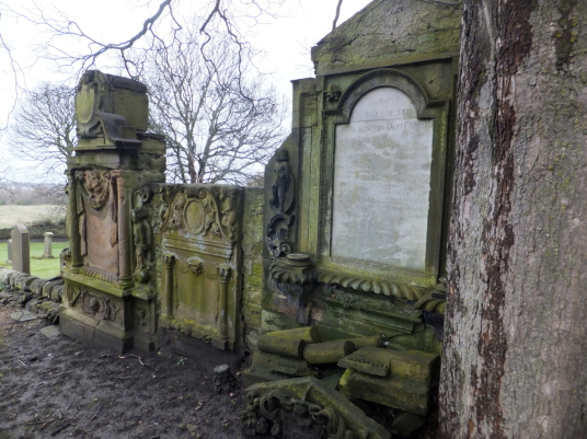 Gravestones, Tranent Parish Church, near Tranent Tower is a ruinous old tower house of the Seton family and then the Valance family, not far from the atmospheric parish church in a fine wooded setting with many old carved tombstones and a large doocot, at