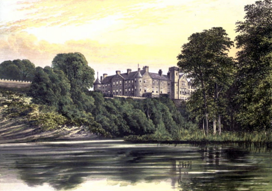 Brechin Castle, a large and impressive mansion in fine gardens and grounds, long a property of the Maules and then the Ramsays of Dalhousie, near Brechin in Angus in northeast Scotland.
