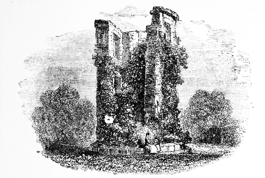 Douglas Castle, a very ruinous old castle and mansion, once home to the powerful Douglases, located in a pleasant spot near the village of Douglas in Clydesdale in Lanarkshire.