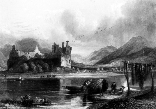 Kilchurn Castle, one of the most photographed and picturesque of Scottish castles, long held by the Campbells later of Breadalbane, and located on a peninsula in Loch Awe near the village of Lochawe in Argyll.