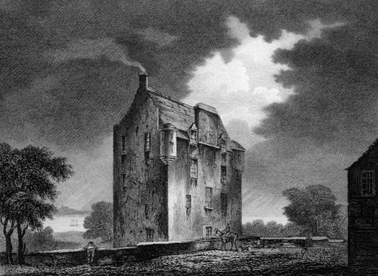 Lauriston Castle, an attractive old castle and mansion, held by several families including the Napiers and Reids, in fine grounds and gardens in the Davidsons Mains area of Edinburgh.