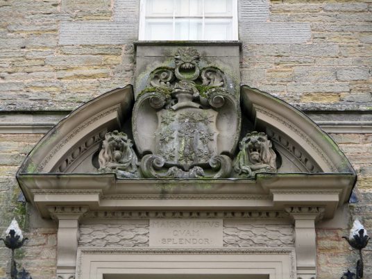 Heraldic panel, Mellerstain House, a fine castellated Adam mansion with a stunning and largely original Adam interior, set in beautiful gardens and expansive landscaped grounds.
