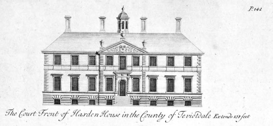 Mertoun House (Harden House) court front Vitruvius Scoticus Adam 1810 near St Boswells and Kelso, owned by the Scotts and now the Duke of Sutherland, fine gardens