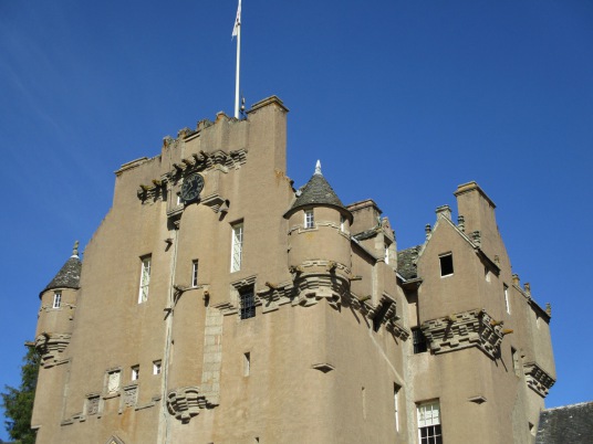 Crathes Castle, a massive and impressive old tower house of the Burnett family, set in a pleasant spot in fabulous wooded grounds with a stunning walled garden, haunted by a Green Lady ghost and located near Banchory in Aberdeenshire.