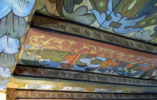 Painted ceiling, Crathes Castle is a massive and impressive old tower house of the Burnett family, set in a pleasant spot in fabulous wooded grounds with a stunning walled garden, haunted by a Green Lady ghost and located near Banchory in Aberdeenshire.