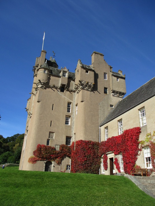Crathes Castle is a massive and impressive old tower house of the Burnett family, set in a pleasant spot in fabulous wooded grounds with a stunning walled garden, haunted by a Green Lady ghost and located near Banchory in Aberdeenshire.