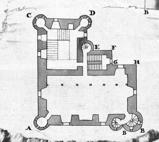 Plane, Invergarry Castle, an impressive and picturesque ruinous old tower of the MacDonnells (MacDonalds) of Clan Ranald in a pretty spot on Loch Oich and in the grounds of the Glengarry Castle Hotel, near Fort Augustus in the Highlands of Scotland.