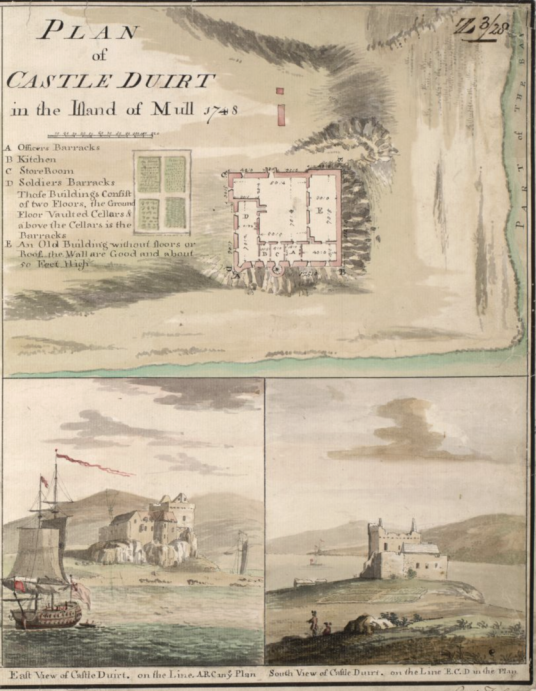 Duart Castle, an impressive and picturesque old stronghold perched on a rock by the sea, long home to the Macleans and near Craignure on the island of Mull in western Scotland.