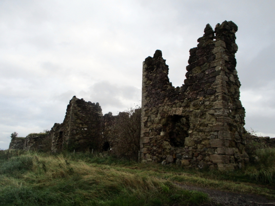 Barnes Castle, a picturesque ruinous old building, built by the Setons but never completed, near Athelstaneford in East Lothian in south-east Scotland.