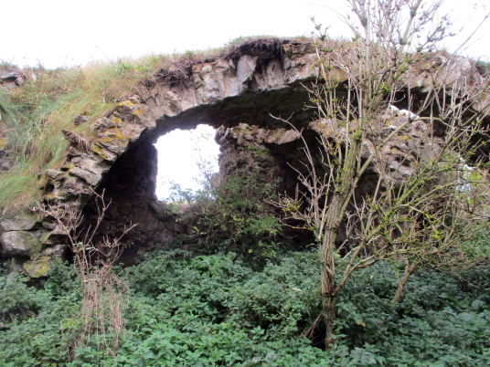 Barnes Castle, a picturesque ruinous old building, built by the Setons but never completed, near Athelstaneford in East Lothian in south-east Scotland.