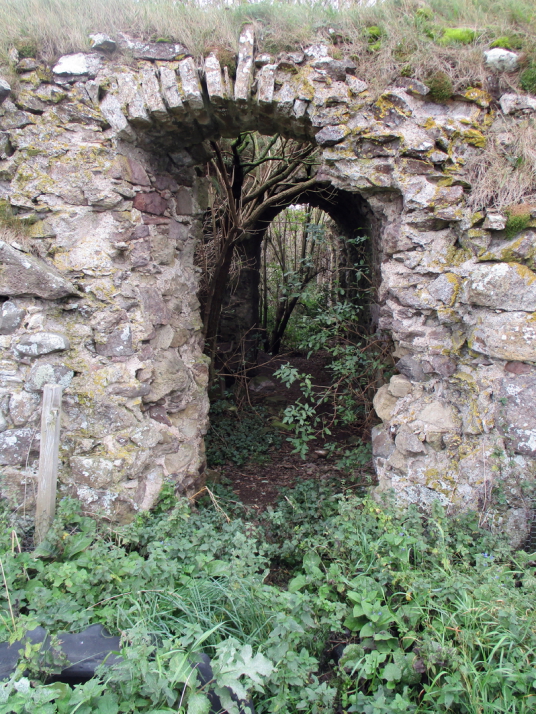 Barnes Castle, a picturesque ruinous old building, built by the Setons but never completed, near Athelstaneford in East Lothian in south-east Scotland.