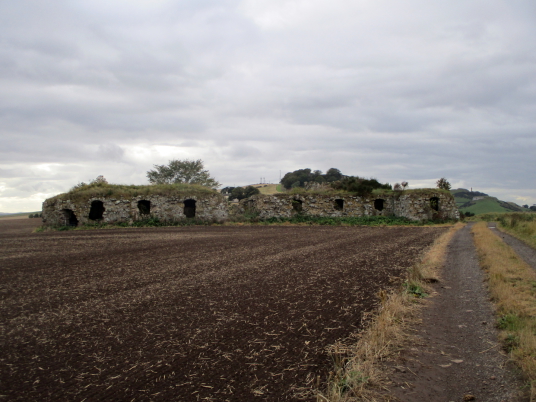 Barnes Castle, a picturesque ruinous old building, built by the Setons but never completed, near Athelstaneford in East Lothian in south-east Scotland.