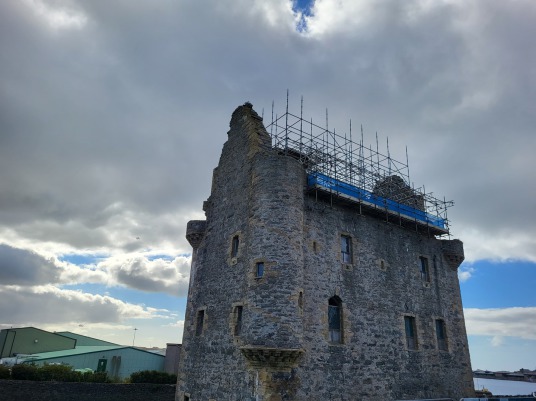 Scalloway Castle is a substantial and imposing old ruinous castle, at Scalloway on the mainland of Shetland, and built by the notorious Patrick Stewart, Earl of Orkney.