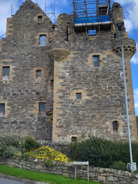Scalloway Castle is a substantial and imposing old ruinous castle, at Scalloway on the mainland of Shetland, and built by the notorious Patrick Stewart, Earl of Orkney.
