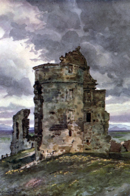 Painting, Newark Castle, near the pretty fishing village of St Monans in the East Neuk of Fife, is a picturesque crumbling ruin on cliffs above the Firth of Forth, once owned by the Covenanter general Sir David Leslie.