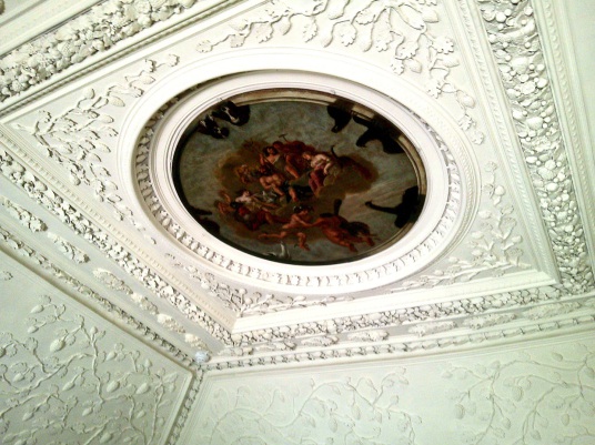 Ceiling, Kellie Castle is a large and an attractive old tower house, once held by the Oliphants and then the Erskine Earls of Kellie, set in a beautiful spot with a stunning gardens, near Elie in Fife in central Scotland.