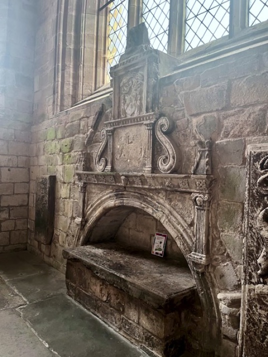 Tomb of Robert Kerr, Lord Jedburgh, 1656, Lothian Aisle, Jedburgh Abbey, near Jedburgh Castle, once an important royal castle, Malcolm IV died here and Alexander III was married here, but it was completely demolished and the site is occupied by Jedburg